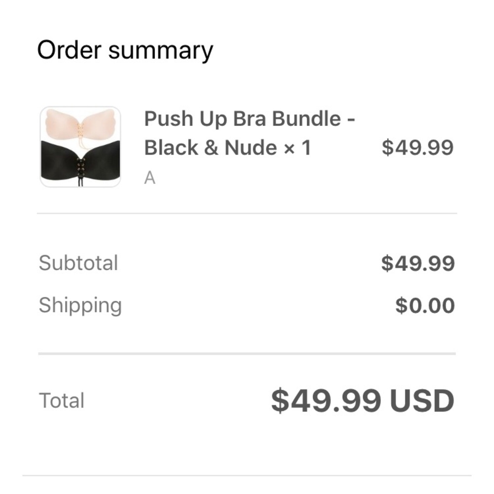 Size A Glue on bra nude and black